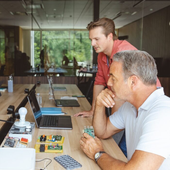 Engineer checking IoT prototypes